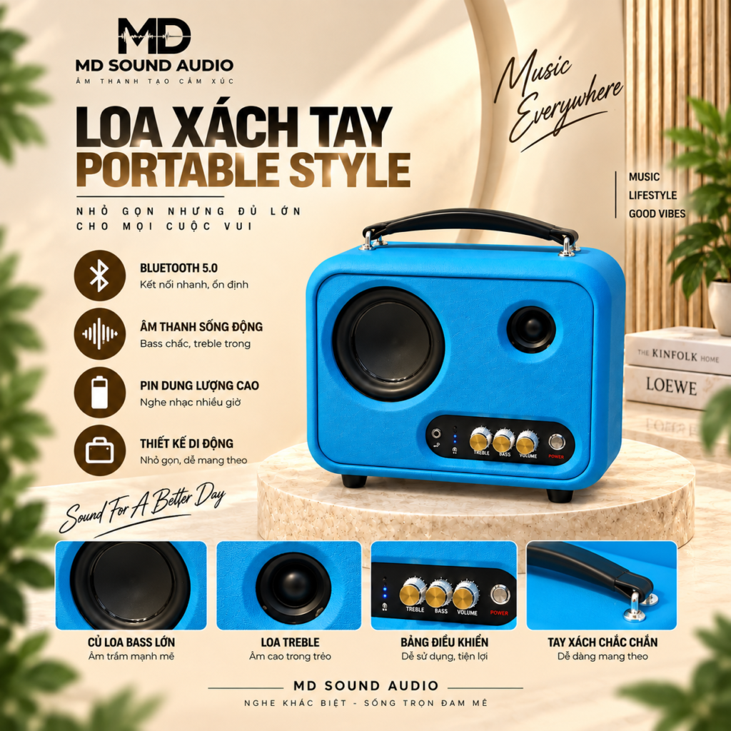 Loa vintage MD Sound Mono radio cổ điển