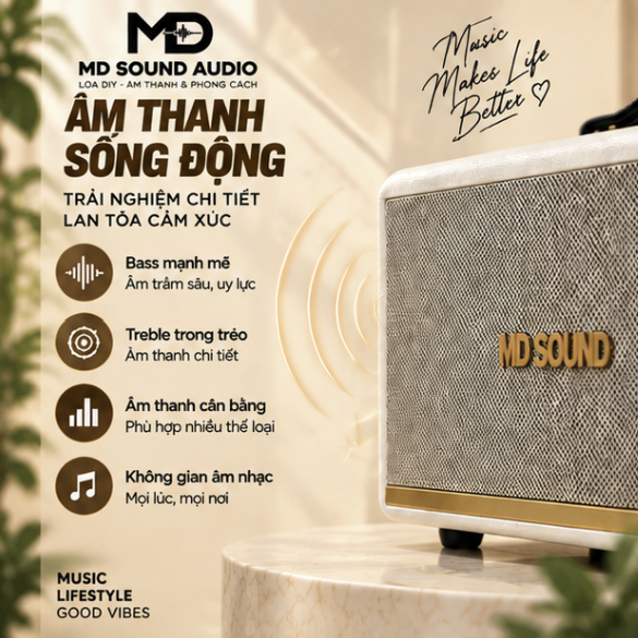 Loa Bluetooth MD Sound Classic Acton - Style Vintage - Ảnh 3