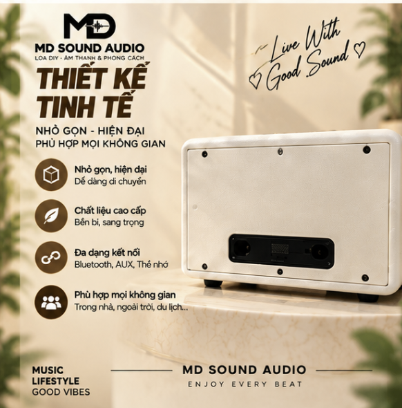 Loa Bluetooth MD Sound Classic Acton - Style Vintage - Ảnh 2