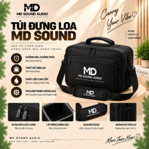 Túi chống sốc loa di động MD Sound chống nước, chịu lực, bảo vệ loa khi di chuyển và bảo quản. Thiết kế tiện dụng, phù hợp nhiều dòng loa di động.
